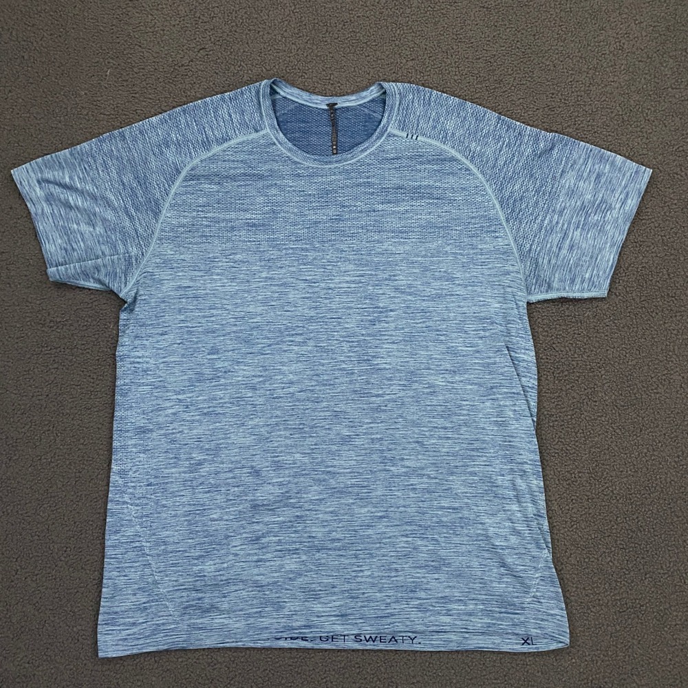 Lululemon Metal Vent Tech Men XL Blue Heathered Seamless Gym Running Shirt